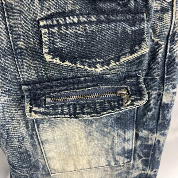 Red Ape 2017 Distressed Mens Jeans Pockets Zippers Acid Wash 34x31 - Picture 8 of 11